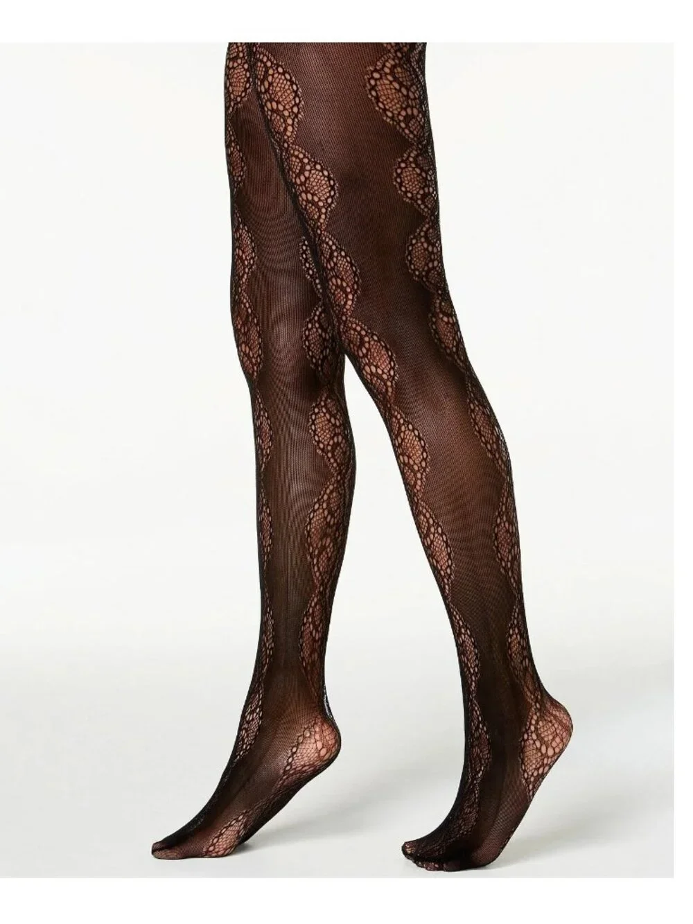 INC International Concepts Women's Lace Pattern Tights, Black, XS/S